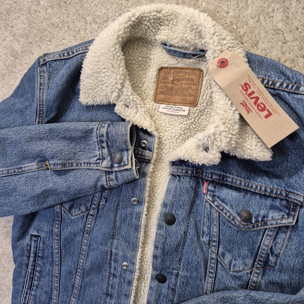 Levis Premium Trucker Jacket Type 3 Mens Small Sherpa Lined Western Biker USA